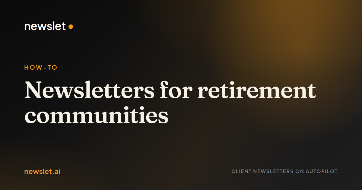 Cover image for “Newsletters for retirement communities”