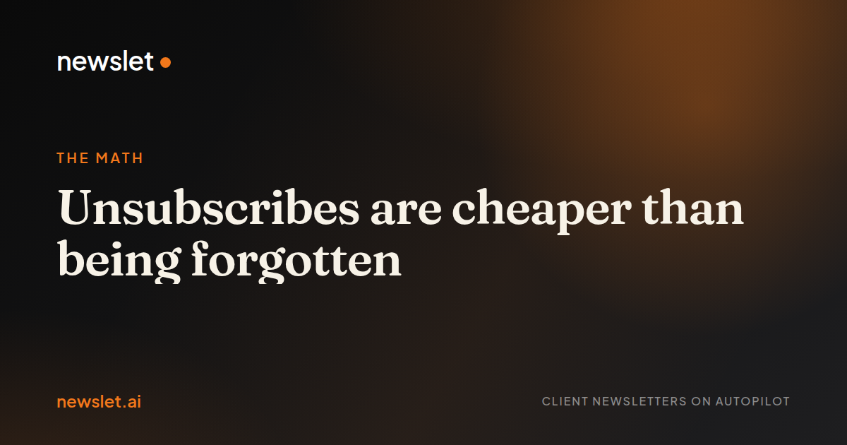 Cover image for “Unsubscribes are cheaper than being forgotten”